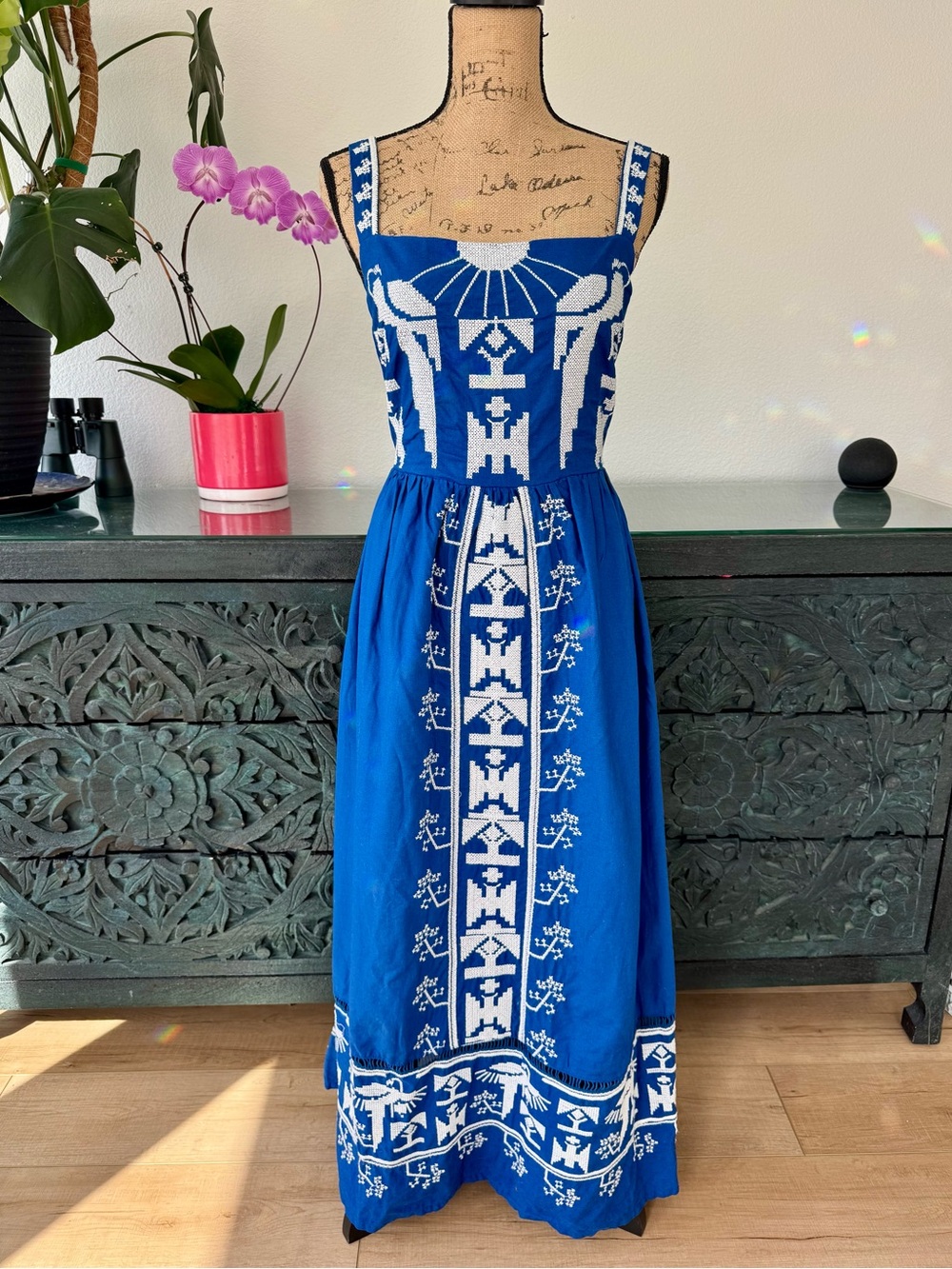 FARM Rio Blue Embroidered Maxi Dress - Picture 1 of 10